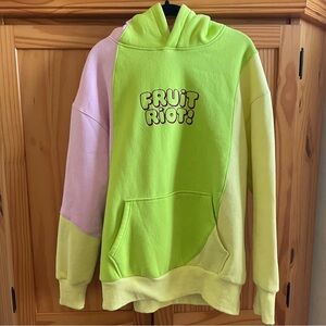 Fruit Riot! x Christina Kirkman Color Block Hoodie Pullover Too Sour For You